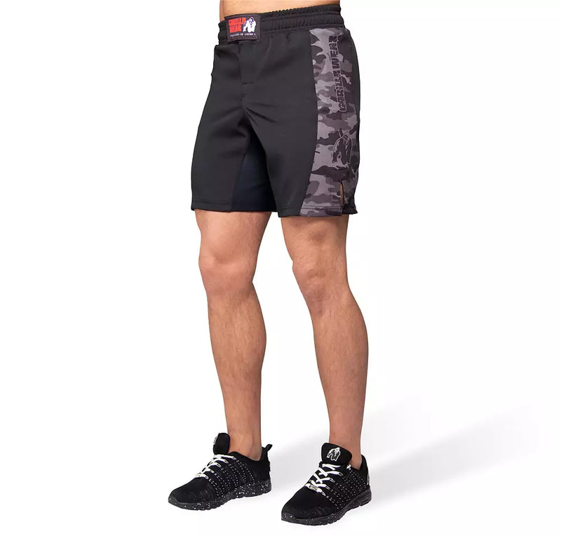Ladda bild till gallerivisaren, Gorilla Wear Kensington MMA Fightshorts, black/grey camo