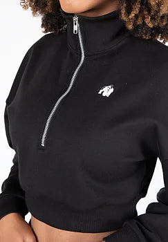 Ladda bild till gallerivisaren, Gorilla Wear Ocala Cropped Half-Zip Sweatshirt, black