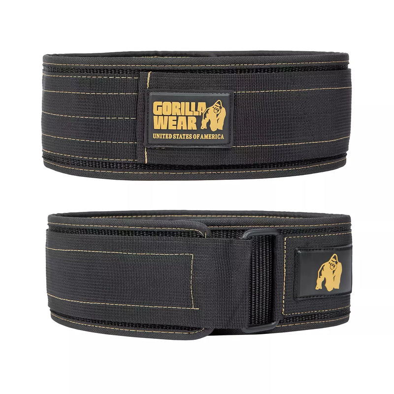 Ladda bild till gallerivisaren, Gorilla Wear 4 Inch Nylon Belt, black/gold