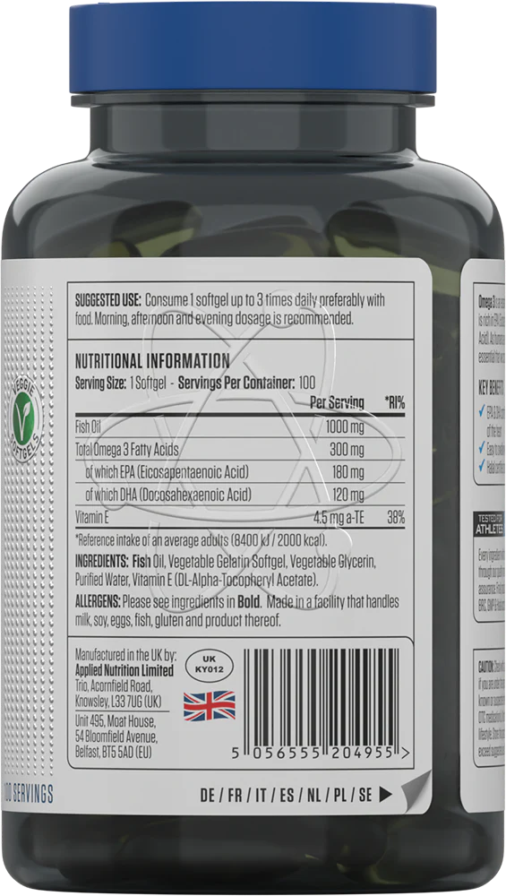 Ladda bild till gallerivisaren, Applied Nutrition Omega 3 - 100 mjukgelkapslar