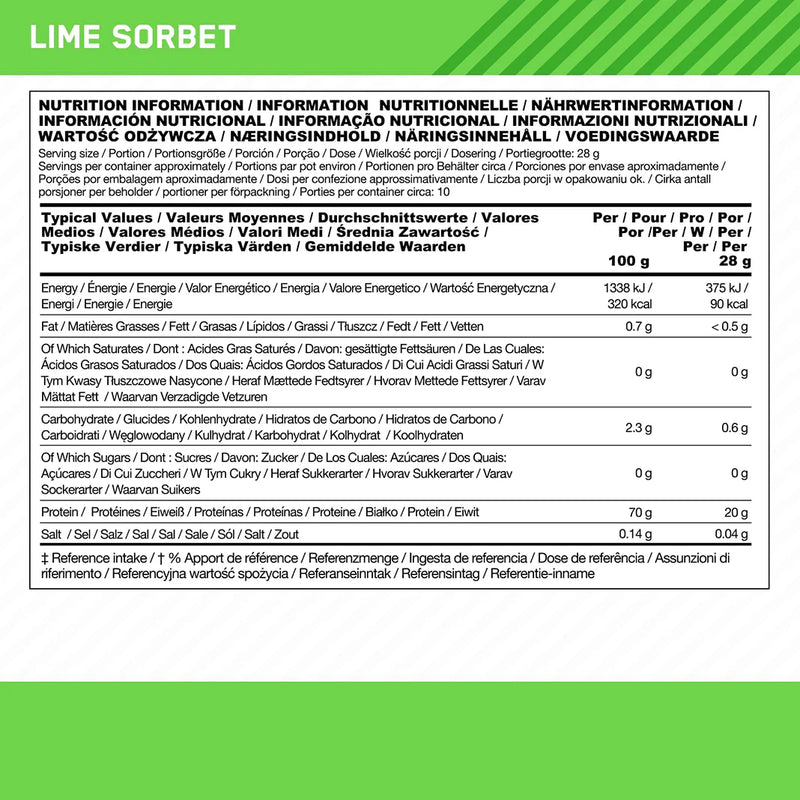 Ladda bild till gallerivisaren, Optimum Nutrition Clear Protein 100% Plant Protein Isolate - 280 g Lime Sorbet