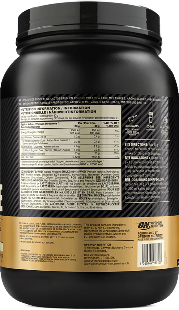 Ladda bild till gallerivisaren, Optimum Nutrition Gold Standard 100% Isolate - 930 g Chocolate