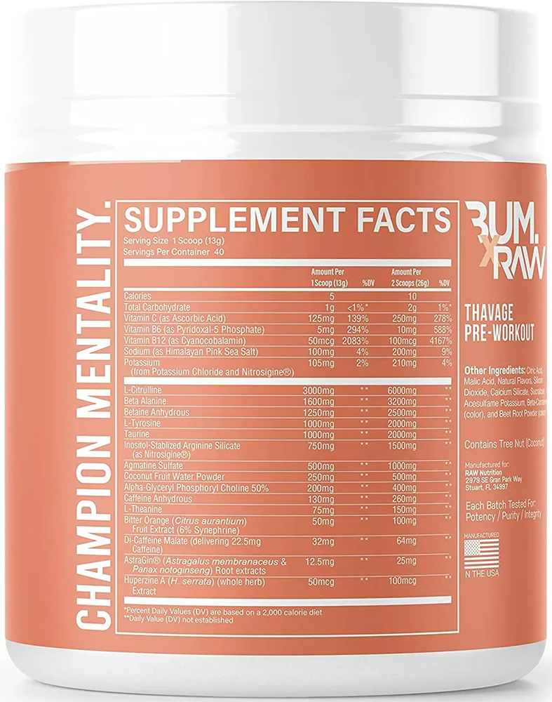 Ladda bild till gallerivisaren, RAW CBUM Thavage Pre-Workout - 20 servings - Peach Bum