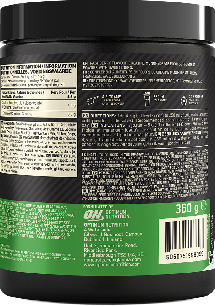 Ladda bild till gallerivisaren, Optimum Nutrition Micronised Creatine Powder - 360 g - Blue Raspberry