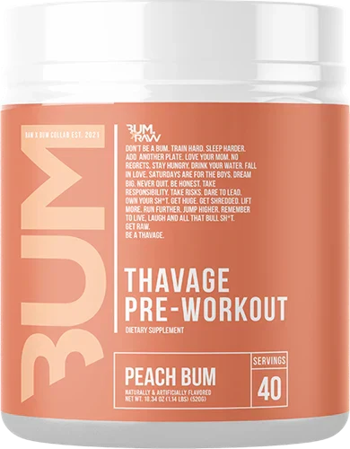 Ladda bild till gallerivisaren, RAW CBUM Thavage Pre-Workout - 20 servings - Peach Bum