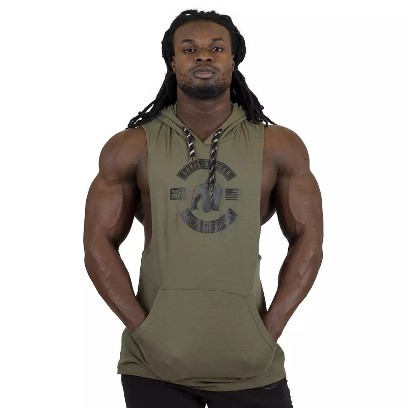  Ladda bild till gallerivisaren, Gorilla Wear Lawrence Hooded Tank Top, army green
