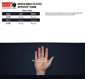 Gorilla Wear Berea MMA Gloves (without thumb), black/white