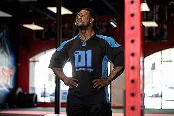  Ladda bild till gallerivisaren, Gorilla Wear Athlete T-Shirt 2.0 Brandon Curry, black/light blue
