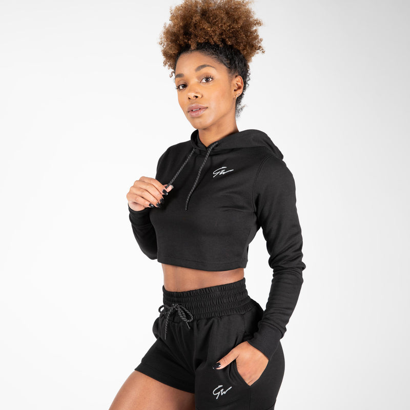  Ladda bild till gallerivisaren, Gorilla Wear Pixley Crop Top Hoodie, black
