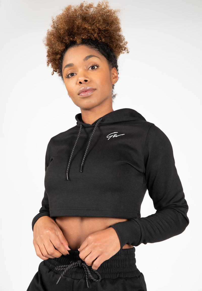  Ladda bild till gallerivisaren, Gorilla Wear Pixley Crop Top Hoodie, black
