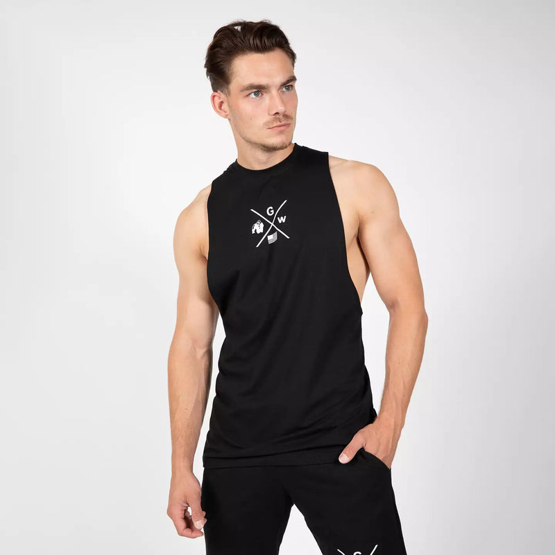  Ladda bild till gallerivisaren, Gorilla Wear Cisco Drop Armhole Tank Top, black/white
