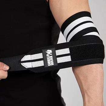  Ladda bild till gallerivisaren, Gorilla Wear Elbow Wraps, black/white - 1,5 m
