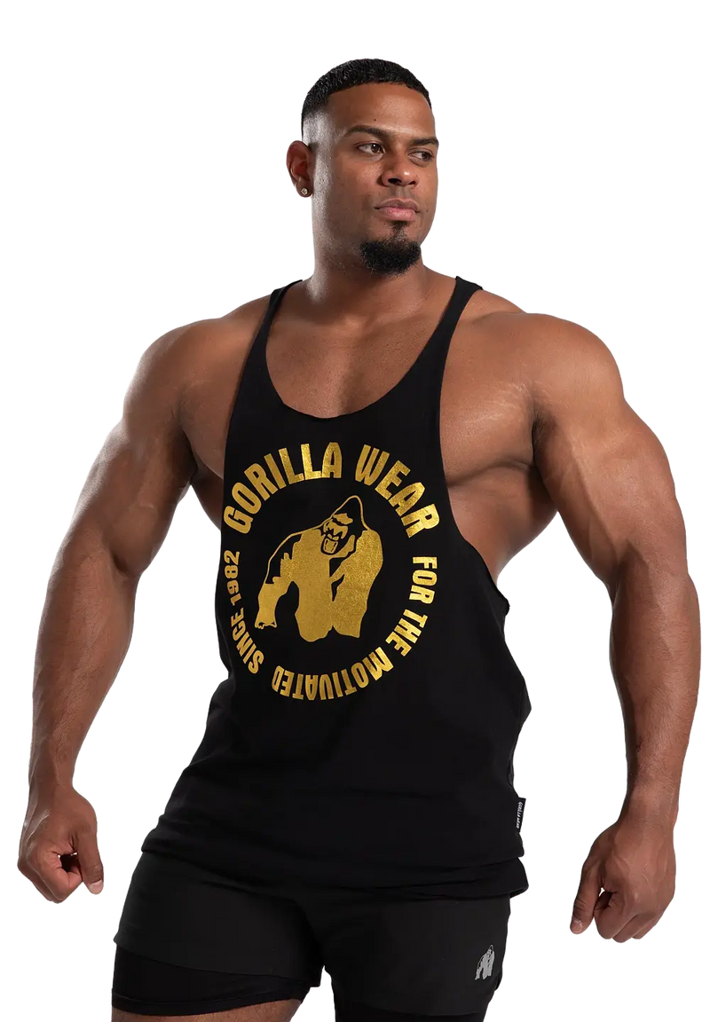  Ladda bild till gallerivisaren, Gorilla Wear Melrose Stringer, black gold
