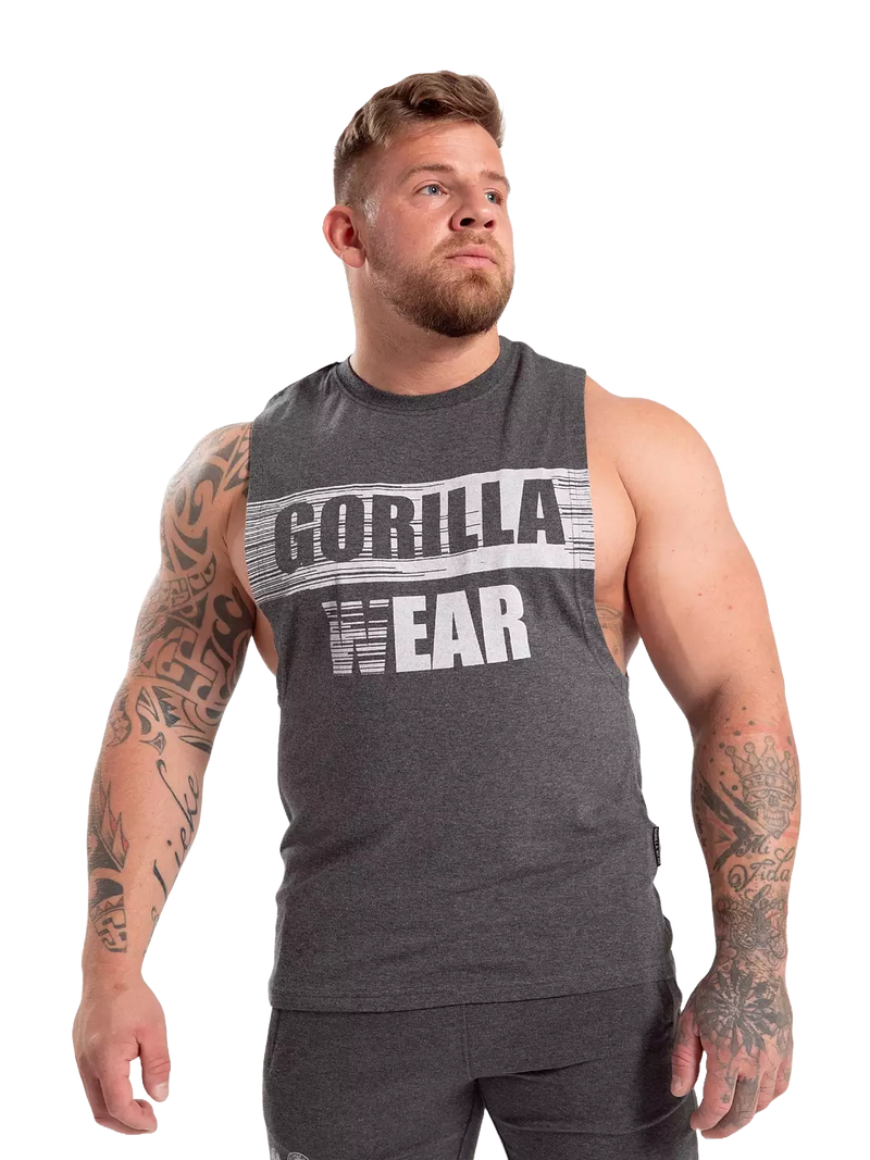  Ladda bild till gallerivisaren, Gorilla Wear Lopez Drop Armhole Tank Top, dark grey melange
