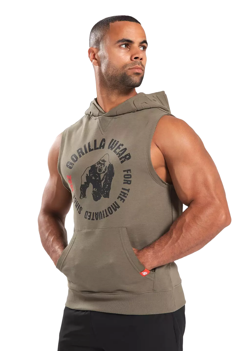  Ladda bild till gallerivisaren, Gorilla Wear Marshall Sleeveless Hoodie, army green
