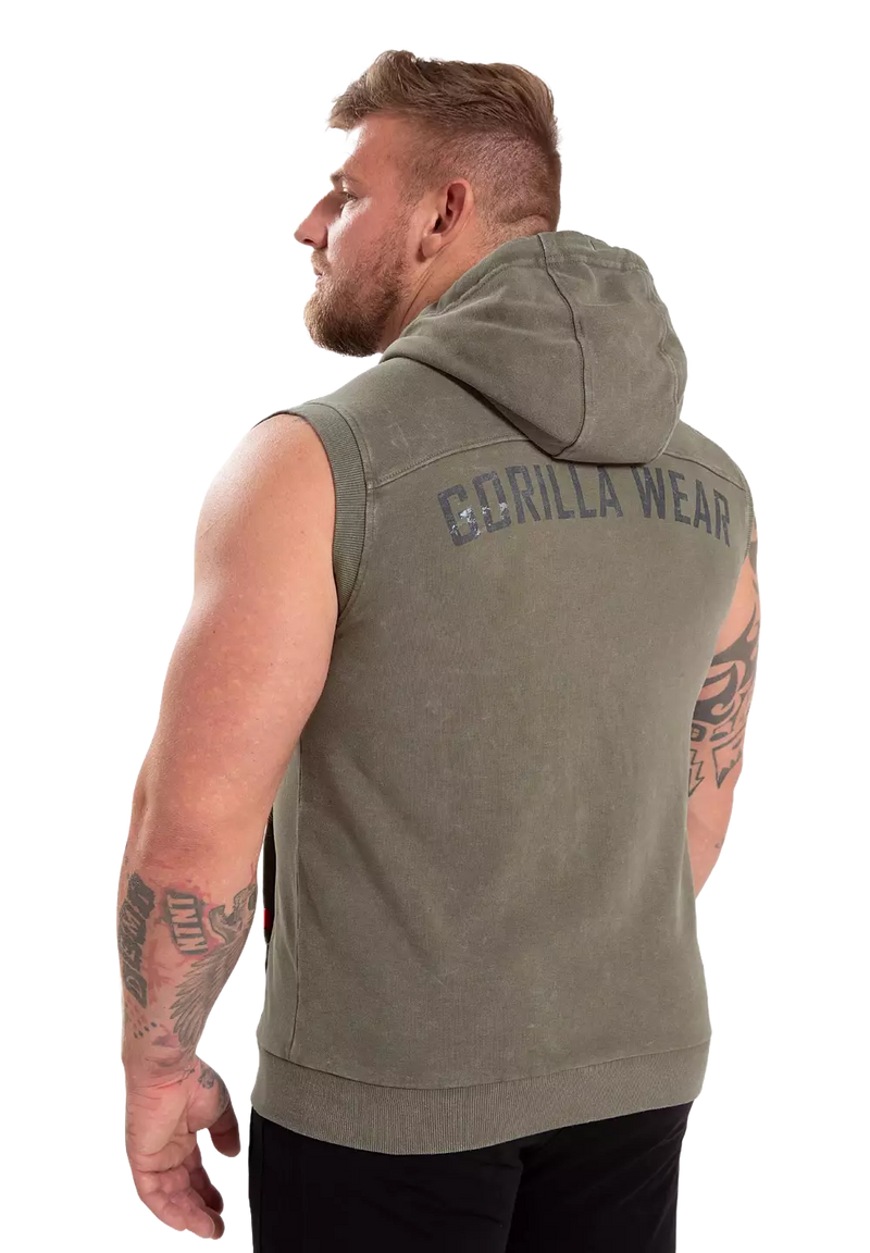  Ladda bild till gallerivisaren, Gorilla Wear Silverdale Sleeveless Hoodie, army green
