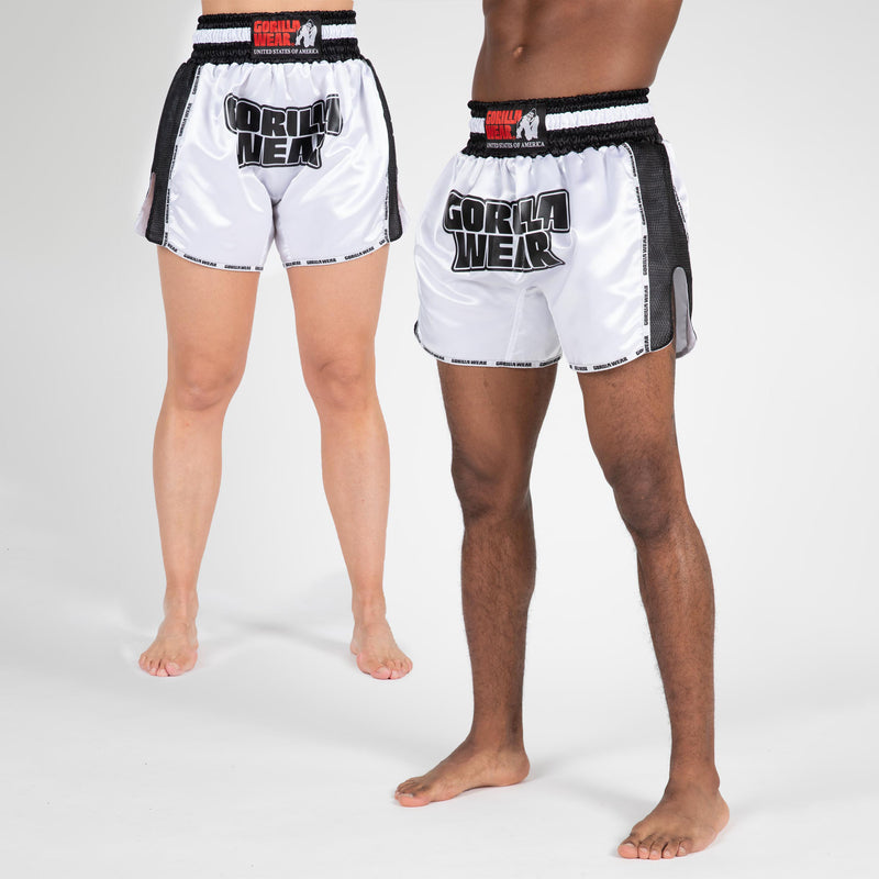  Ladda bild till gallerivisaren, Gorilla Wear Piru Muay Thai Shorts, white/black
