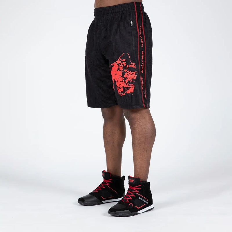  Ladda bild till gallerivisaren, Gorilla Wear Buffalo Old School Workout Shorts, black/red
