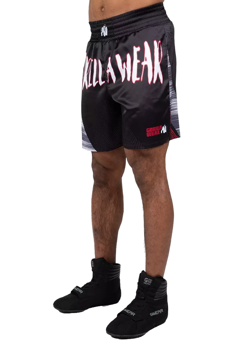  Ladda bild till gallerivisaren, Gorilla Wear Clayton Boxing Shorts, black/red
