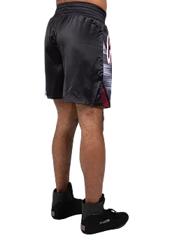  Ladda bild till gallerivisaren, Gorilla Wear Clayton Boxing Shorts, black/red
