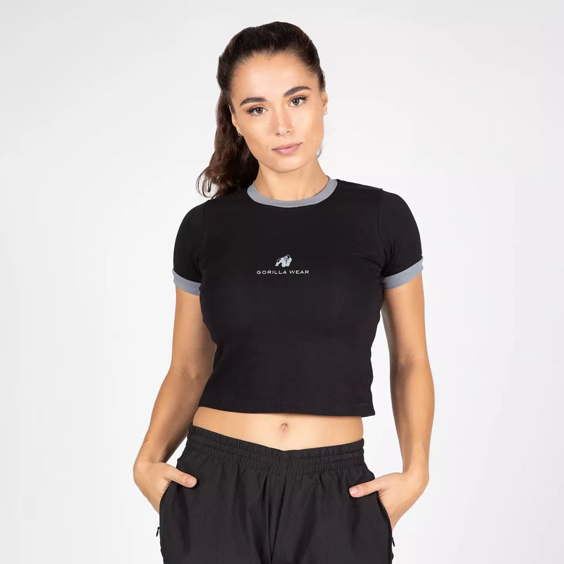  Ladda bild till gallerivisaren, Gorilla Wear New Orleans Cropped T-Shirt, black
