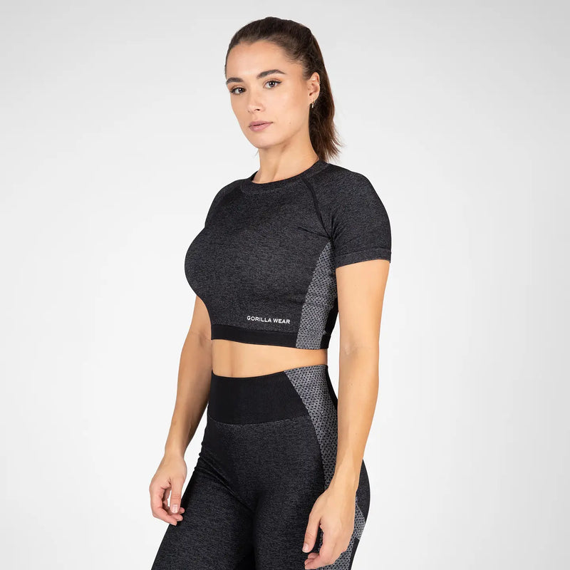  Ladda bild till gallerivisaren, Gorilla Wear Selah Seamless Crop Top, black
