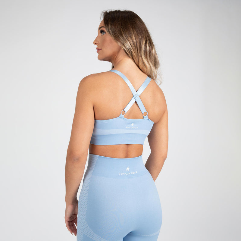  Ladda bild till gallerivisaren, Gorilla Wear Selah Seamless Sports Bra, light blue
