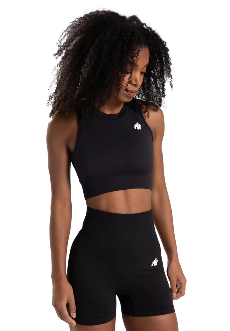  Ladda bild till gallerivisaren, Gorilla Wear Olivia Seamless Crop Top, black
