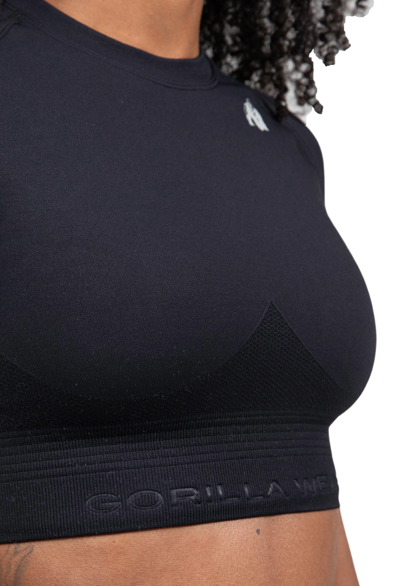  Ladda bild till gallerivisaren, Gorilla Wear Whitney Seamless Crop Top, black

