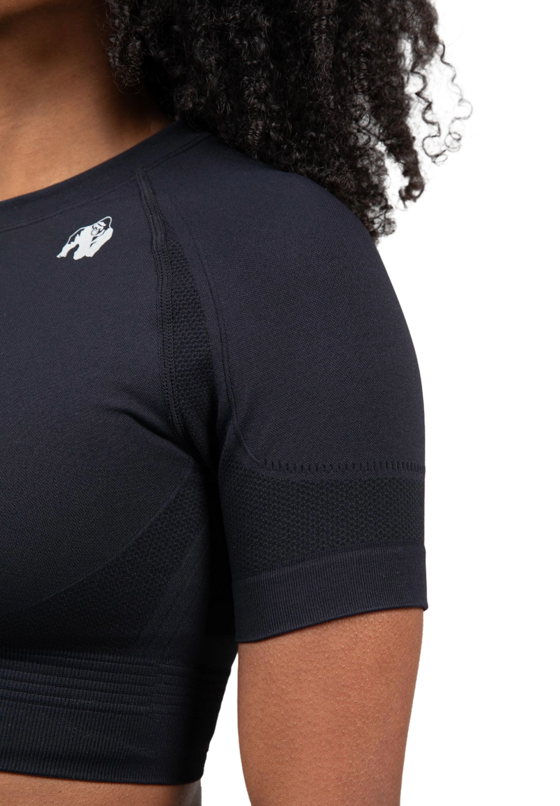  Ladda bild till gallerivisaren, Gorilla Wear Whitney Seamless Crop Top, black

