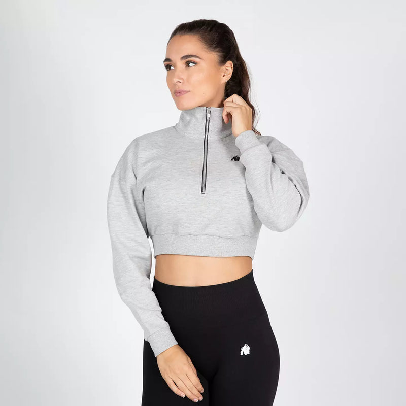  Ladda bild till gallerivisaren, Gorilla Wear Ocala Cropped Half-Zip Sweatshirt, grey
