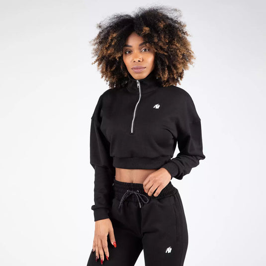 Gorilla Wear Ocala Cropped Half-Zip Sweatshirt, black
