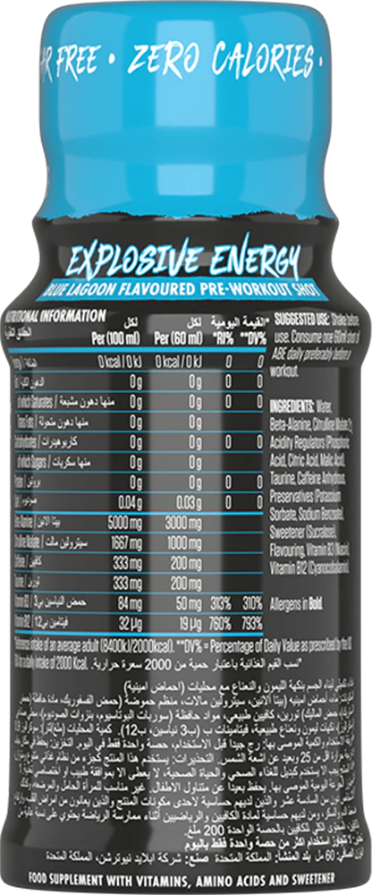 Applied Nutrition ABE Ultimate Pre-Workout Shot - 12 x 60 ml - Blå Lagun