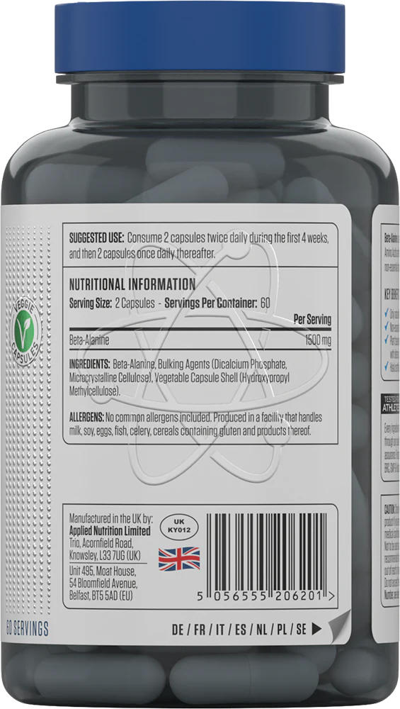  Ladda bild till gallerivisaren, Applied Nutrition Beta-Alanine 1500 - 120 kapslar
