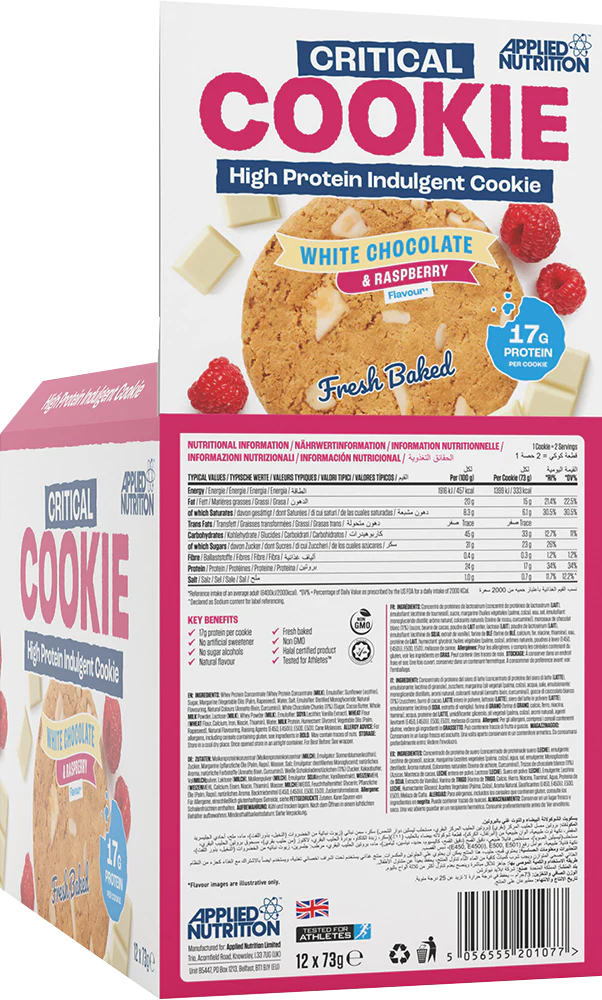  Ladda bild till gallerivisaren, Applied Nutrition Critical Cookie - 12 x 73 g - Vit Choklad &amp; Hallon
