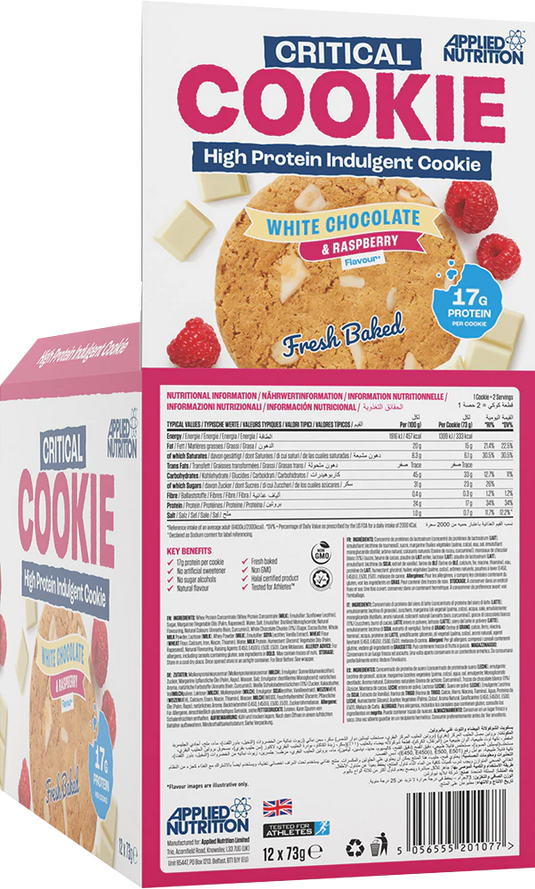 Applied Nutrition Critical Cookie - 12 x 73 g - Vit Choklad & Hallon