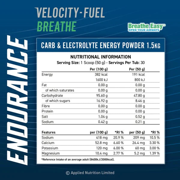  Ladda bild till gallerivisaren, Applied Nutrition Endurance Carb &amp; Electrolyte Energy Breathe Easy - 1500 g - Svartvinbär
