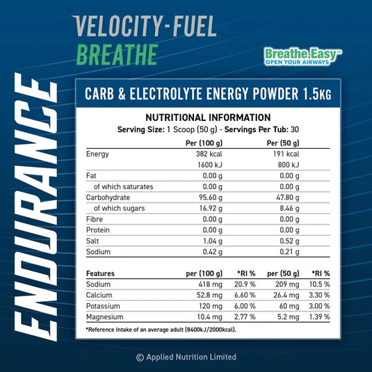 Applied Nutrition Endurance Carb & Electrolyte Energy Breathe Easy - 1500 g - Svartvinbär
