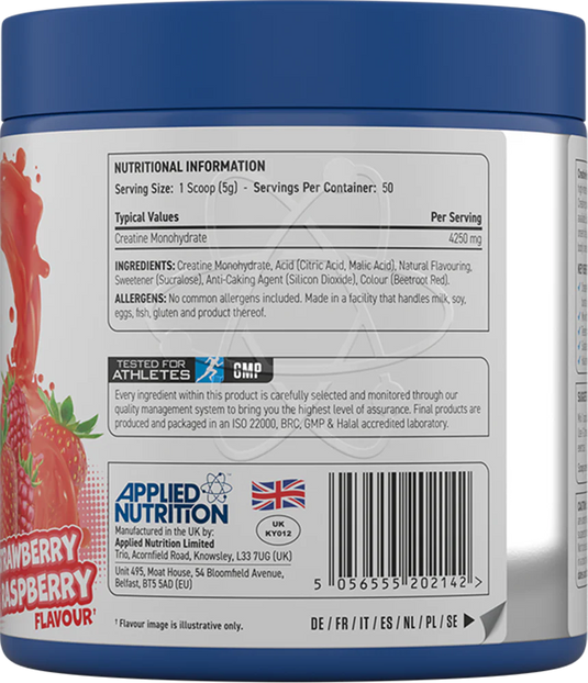 Applied Nutrition Smaksatt Kreatin Monohydrat - 250 g - Jordgubb & Hallon