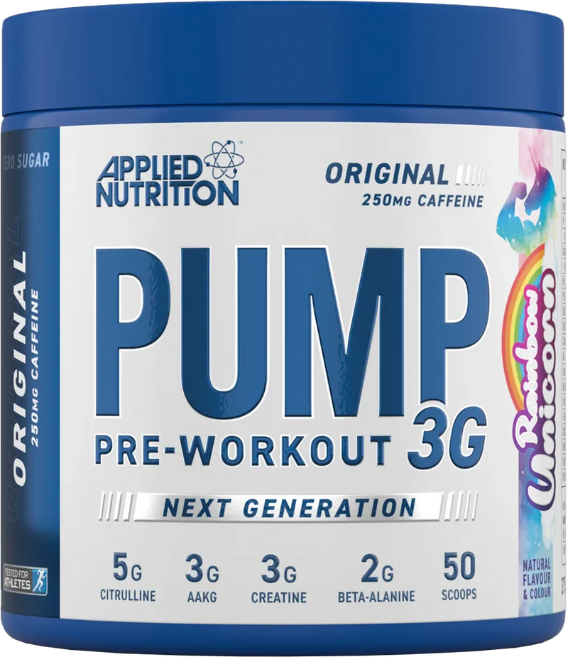  Ladda bild till gallerivisaren, Applied Nutrition Pump 3G Pre-Workout - 375 g Rainbow Unicorn

