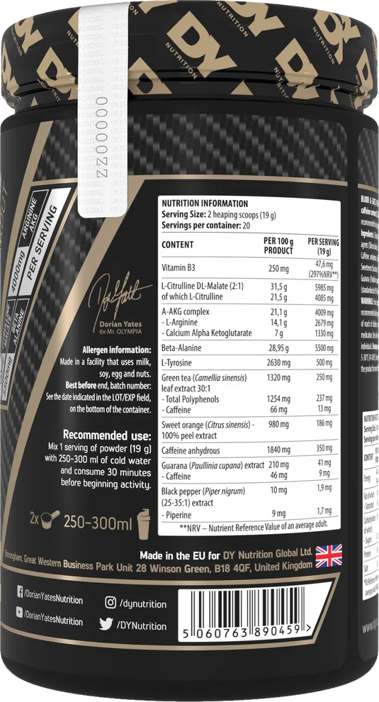 DY Nutrition Blood & Guts PWO - 380 g - Blåbär