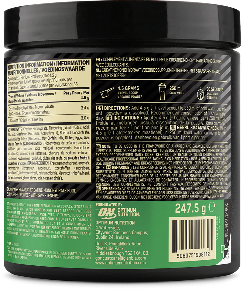  Ladda bild till gallerivisaren, Optimum Nutrition Micronised Creatine Powder - 247.5 g Blue Raspberry

