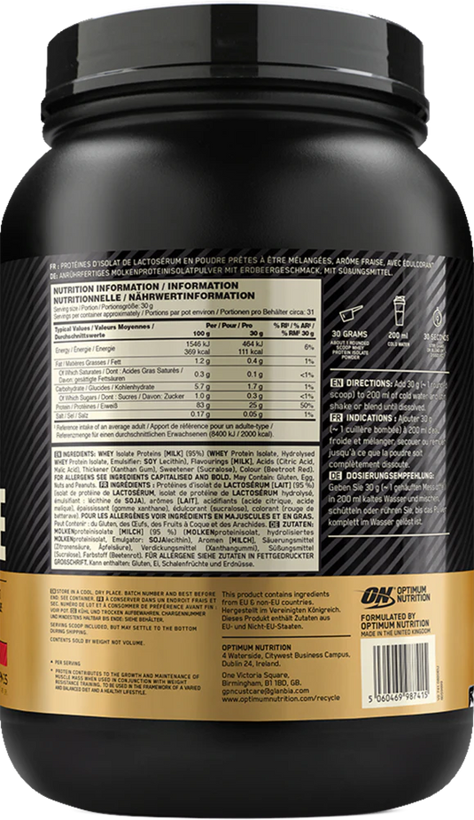 Optimum Nutrition Gold Standard 100% Isolate - 930 g Strawberry