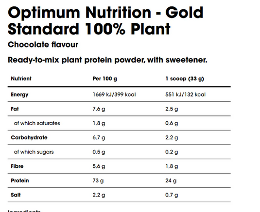 Optimum Nutrition Gold Standard 100% Plant Protein - 684 g - Chocolate