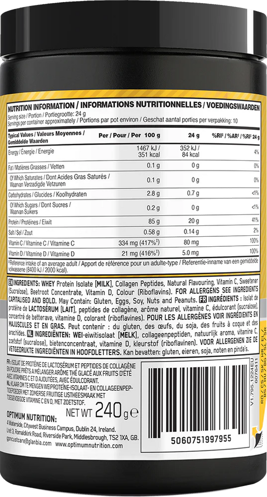 Optimum Nutrition Gold Standard Clear Whey + Collagen - 240 g Summer Fruit Ice Tea