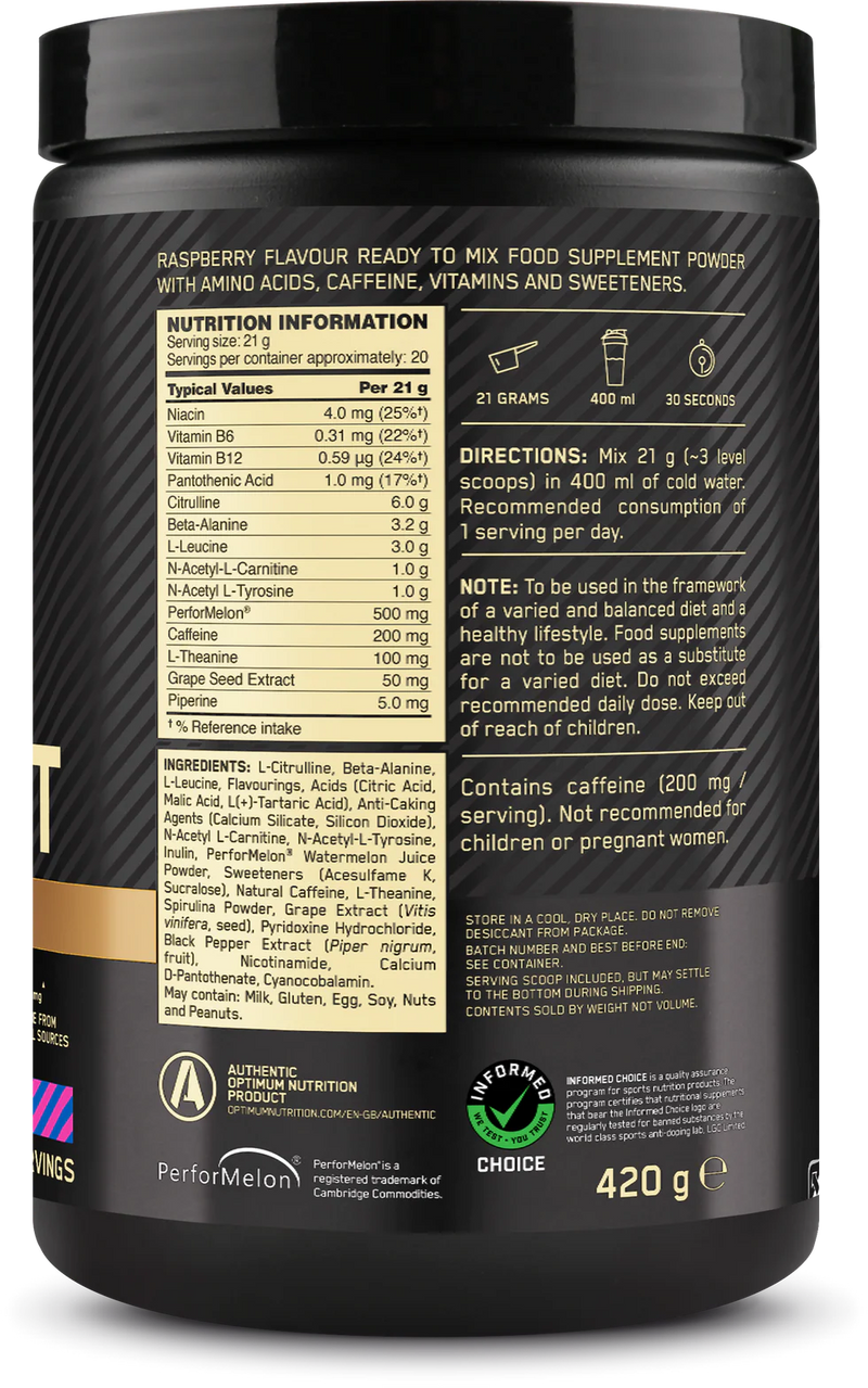  Ladda bild till gallerivisaren, Optimum Nutrition Gold Standard Pre-Workout Advanced - 420 g - Blue Raspberry
