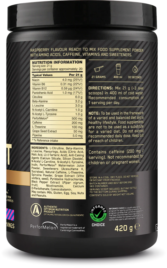 Optimum Nutrition Gold Standard Pre-Workout Advanced - 420 g - Blue Raspberry