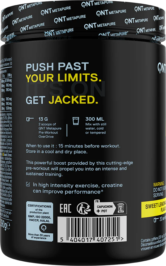 QNT Pre-Workout Overdrive - 390 g - Sweet Lemonade