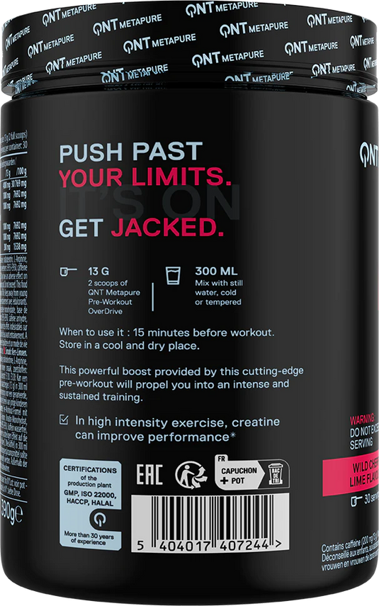 QNT Pre-Workout Overdrive - 390 g - Wild Cherry Lime