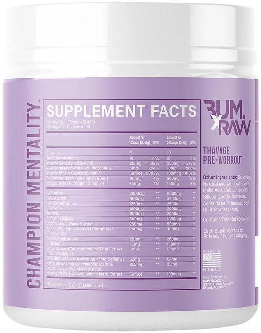 RAW CBUM Thavage Pre-Workout - 20 servings Rocket Candy